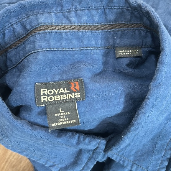 Royal Robbins denim blue color button front short sleeve shirt size large - Picture 8 of 15